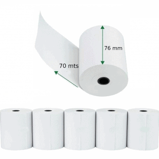 PAQUETE DE 6 ROLLOS BOND 76mm x 70mts