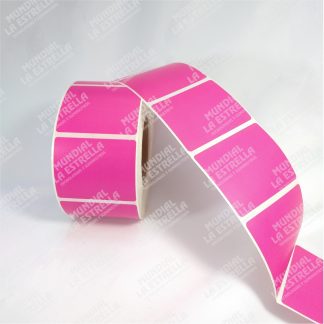 ROLLO DE ETIQUETAS ADHESIVAS FUCSIA 79 mm x 65 mts