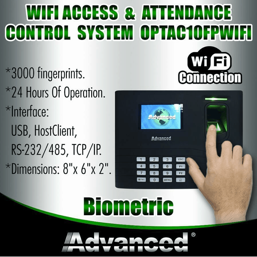 CONTROL ASISTENCIA BIOMETRICO LCD 3" HD, BATERIA 4 HORAS USO.