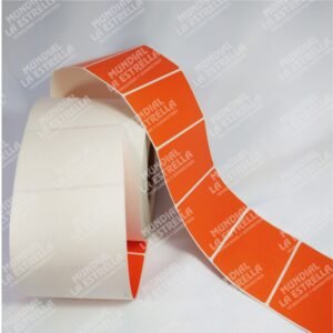 ROLLO DE ETIQUETAS ADHESIVAS NARANJA 100 mm x 68 mts