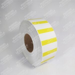 ROLLO DE ETIQUETA PROPAL 65 mm x 39 mm Franja Amarilla GONDOLA